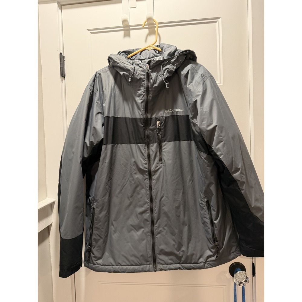 Columbia Men's XL Thermal Coil‎ Insulated Jacket - Gray & Black Hooded Parka